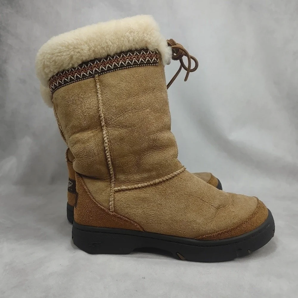 UGG Australia Ultimate Cuff Women's Boots Tasman Braided Detail Tan‎ Chestnut 7